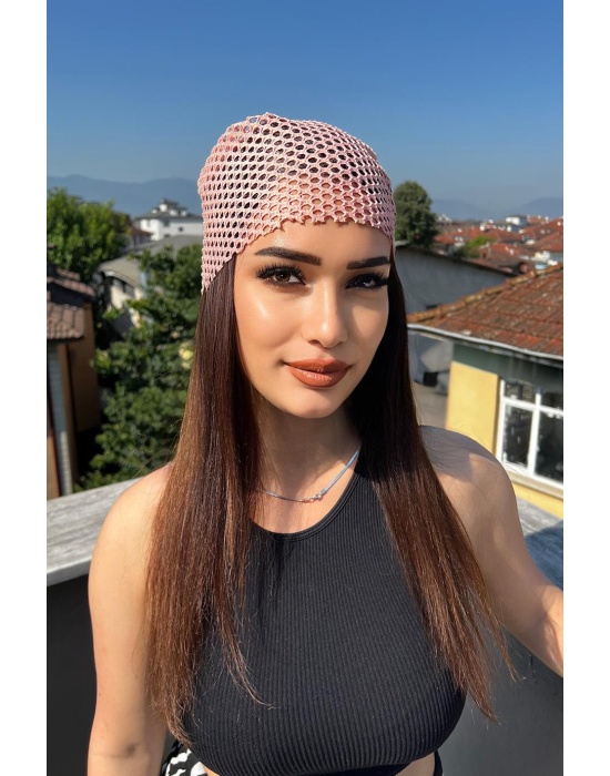 Pudra Pembe Renk Simli Fular
