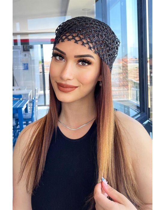 Siyah Renk Simli Fular