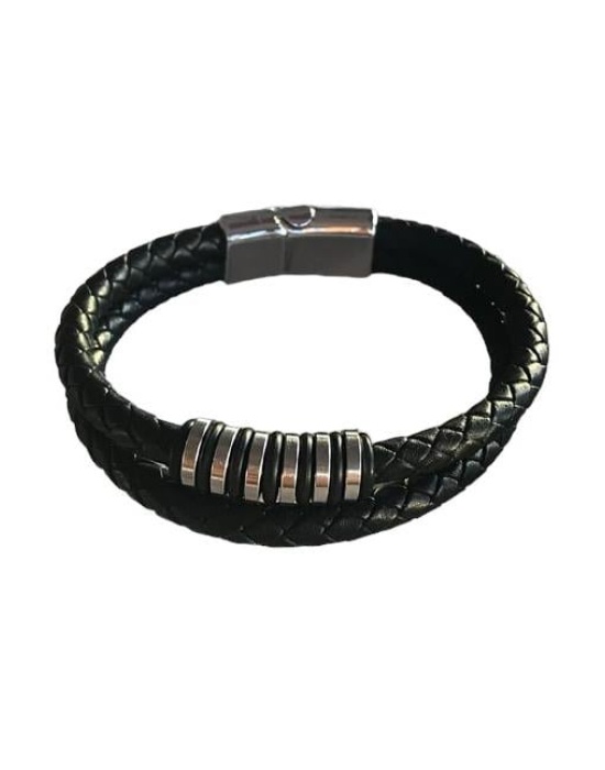 Siyah Renk Metal Detaylı Çelik Bileklik