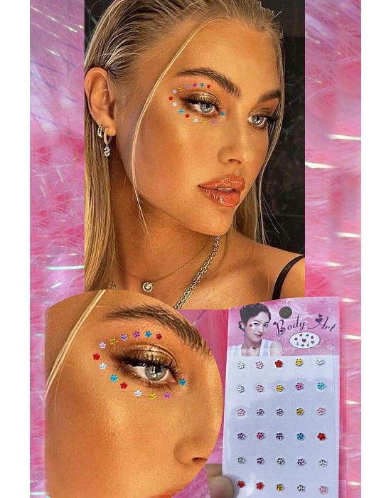 Vücut Ve Yüz Taşı/ Çiçek Figürlü Sticker