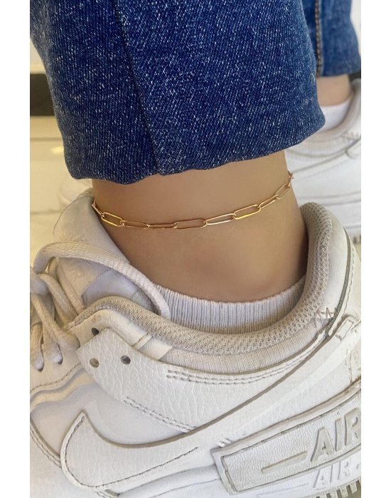 Rose Gold Renk Zincir Detaylı Çelik Halhal