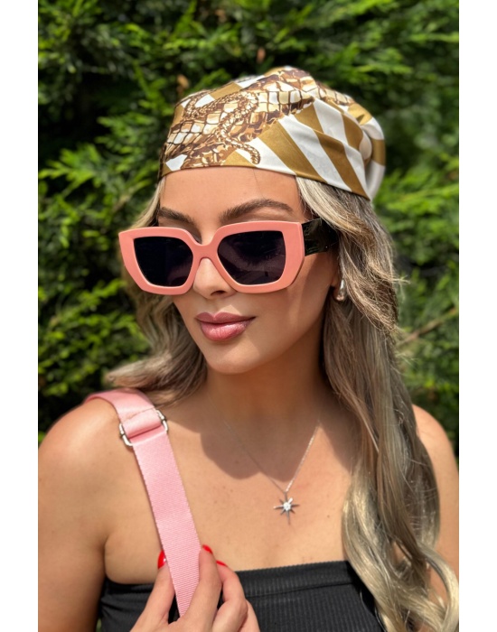 Pembe Renk Siyah Cam Detaylı Kadın Güneş Gözlüğü