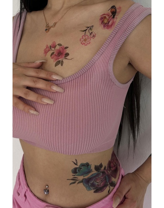 Geçici Çiçek Figürlü Dövme Tattoo