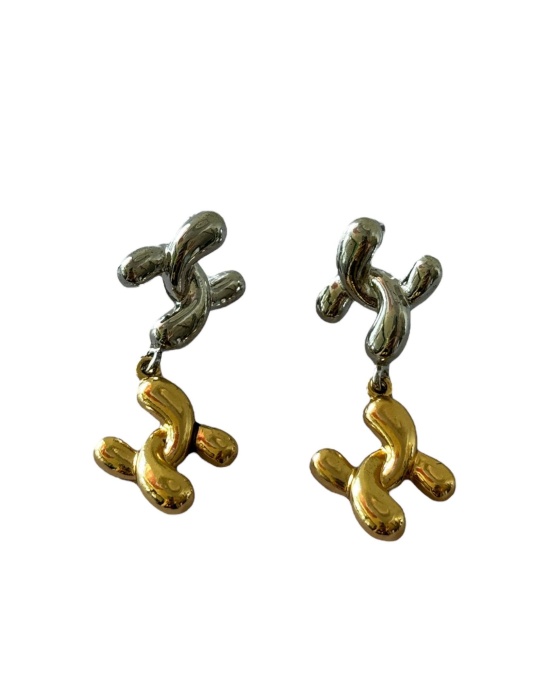 Gümüş Ve Altın Renk Metal Küpe (Çift)