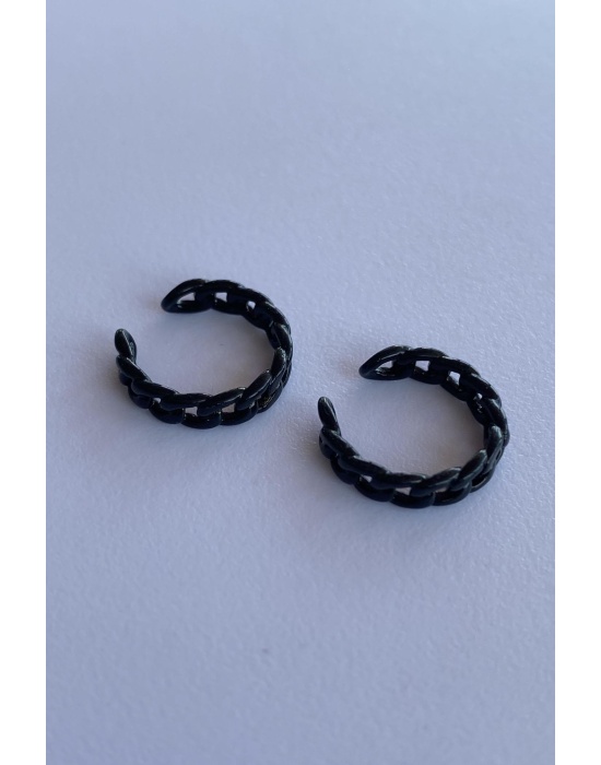 Siyah Renk Halka Ear Cuff (Çift)
