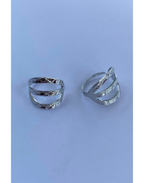 Gümüş Renk Halka Ear Cuff (Çift)