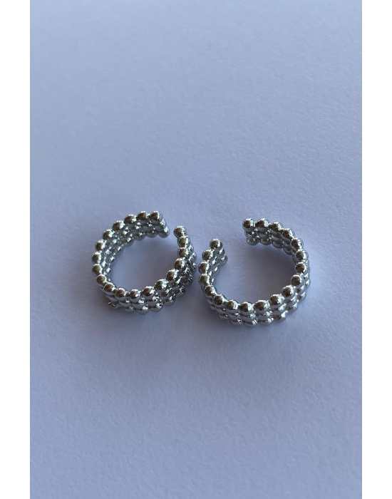 Gümüş Renk Halka Ear Cuff (Çift)