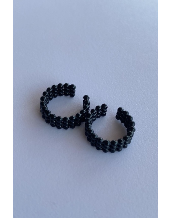 Siyah Renk Halka Ear Cuff (Çift)