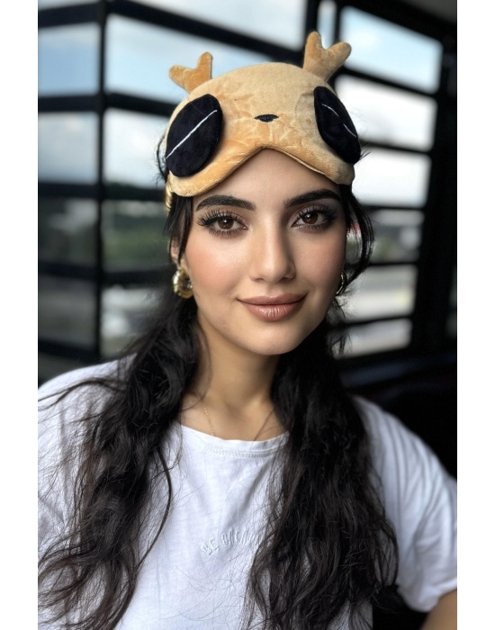 Kahverengi Geyik Figürlü Uyku Bandı