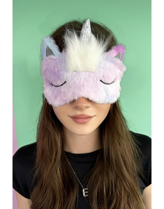 Karışık Renk Unicorn Figürlü Peluş Uyku Bandı