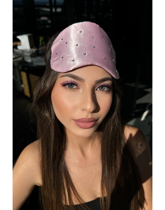 Pembe Renk Taşlı Uyku Bandı