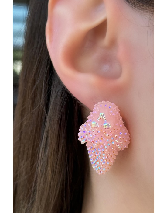 Pembe Renk Dondurma Figürlü küpe (Çift)