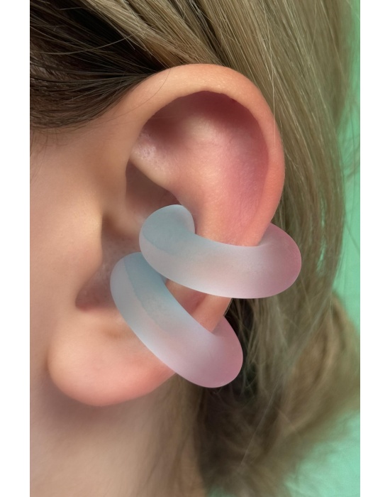 Mavi Ve Pembe Renk Ear Cuff Küpe (Çift)