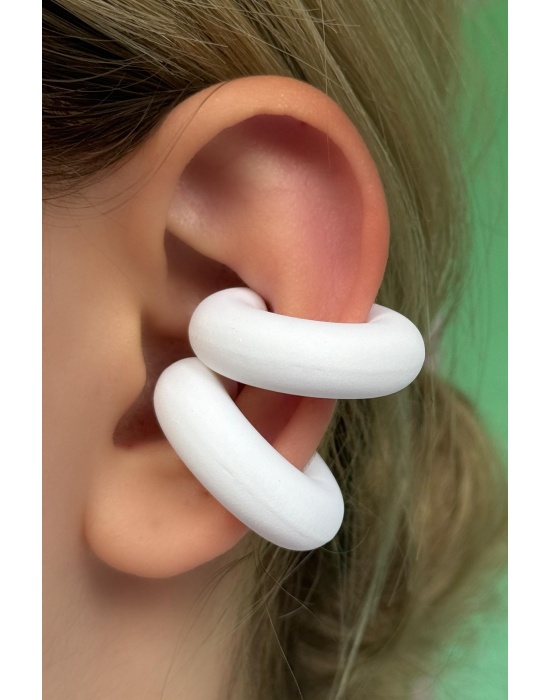 Beyaz Renk Ear Cuff Küpe (Çift)