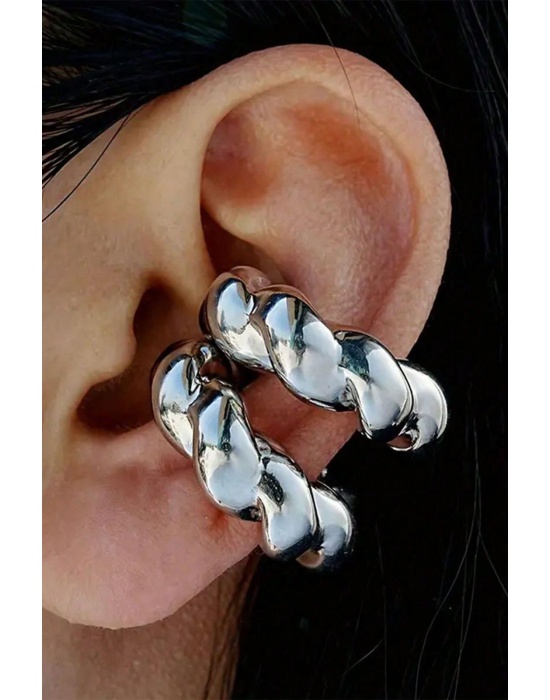 Gümüş Renk Burgu Figürlü Ear Cuff (Çift)