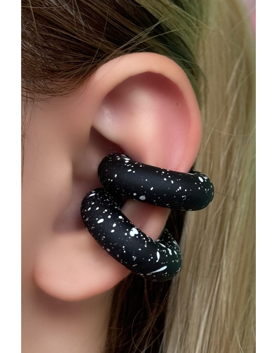 Siyah Renk Ear Cuff Küpe (Çift)