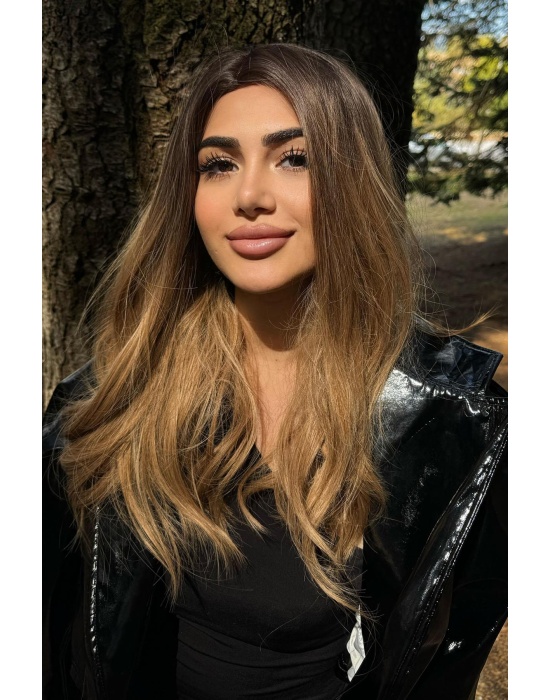 Kahverengi Ve Sarı Ombreli Dalgalı Peruk