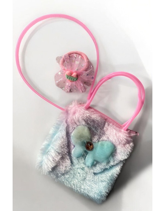 Pembe Renk Çanta/Taç/Havlu Toka Set