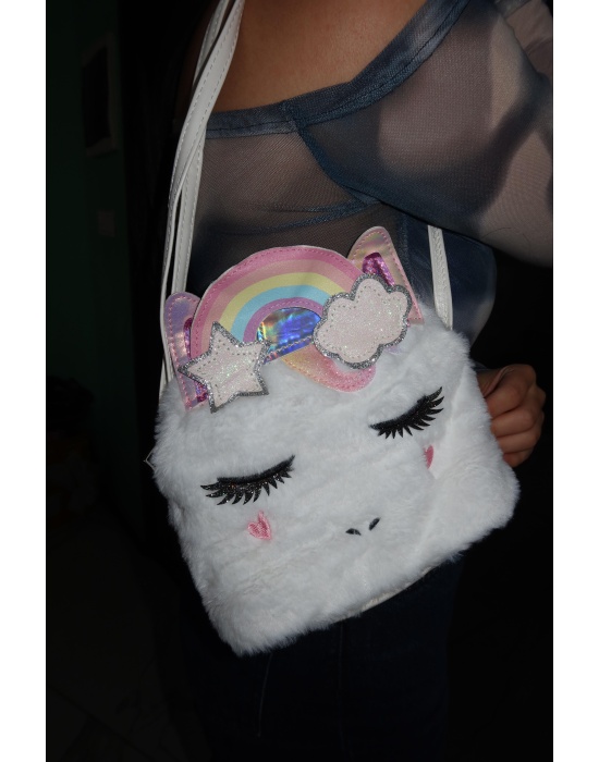 Beyaz Renk Unicorn Figürlü Çocuk Çanta