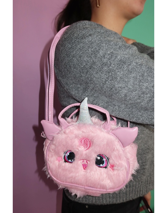 Pembe Renk Unicorn Figürlü Çocuk Çantası