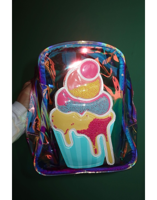 Hologramlı Cupcake Figürlü Çocuk Sırt Çantası