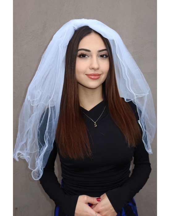 Beyaz Renk Duvak After Party Nikah Duvağı Tarak Tokalı