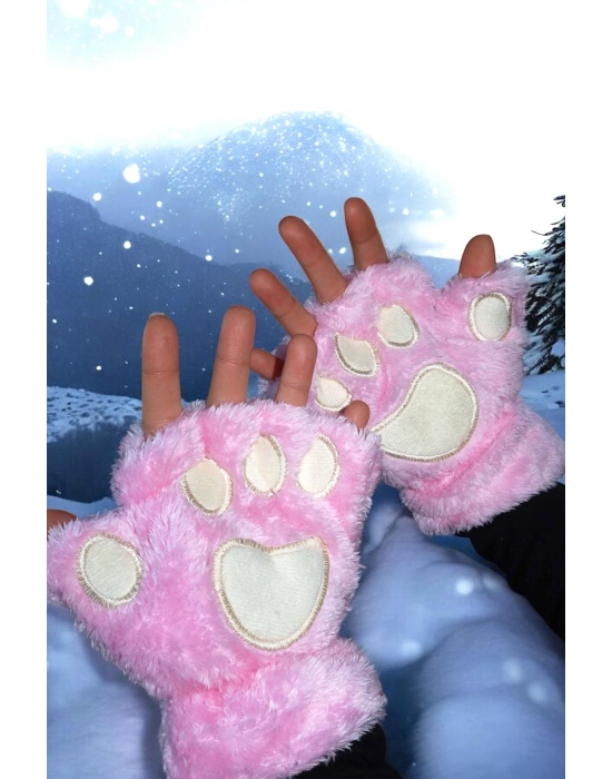 Pembe Renk Pati Figürlü Eldiven