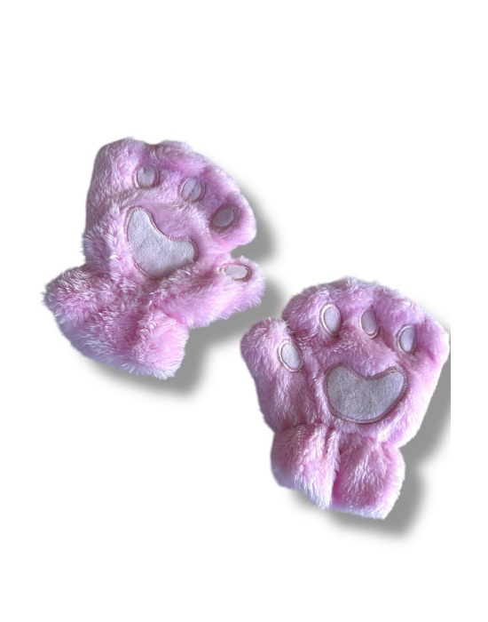 Pembe Renk Pati Figürlü Peluş Çocuk Eldiven