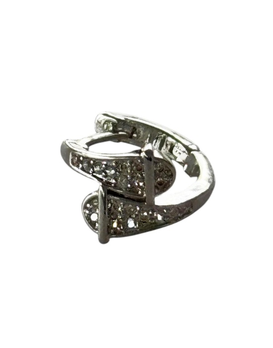 Gümüş Renk Yılan Figürlü Taş Detaylı Cerrahi Çelik Halka Tragus/Kıkırdak Küpe/Piercing (Tek)