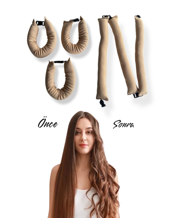 Bej Renk Isısız Şekillendirme/Saç Sosisi 3lü Set