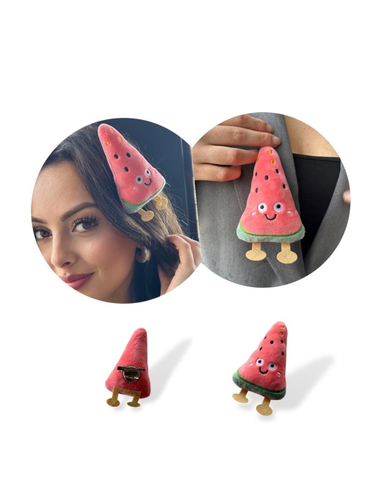 Pembe Renk Karpuz Figürlü Rozet / Toka