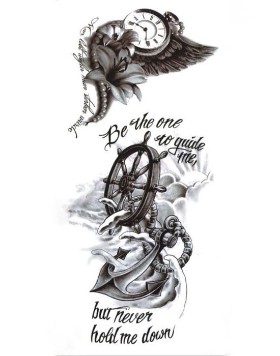 Geçici Dümen Ve Saat Figürlü Dövme Tattoo