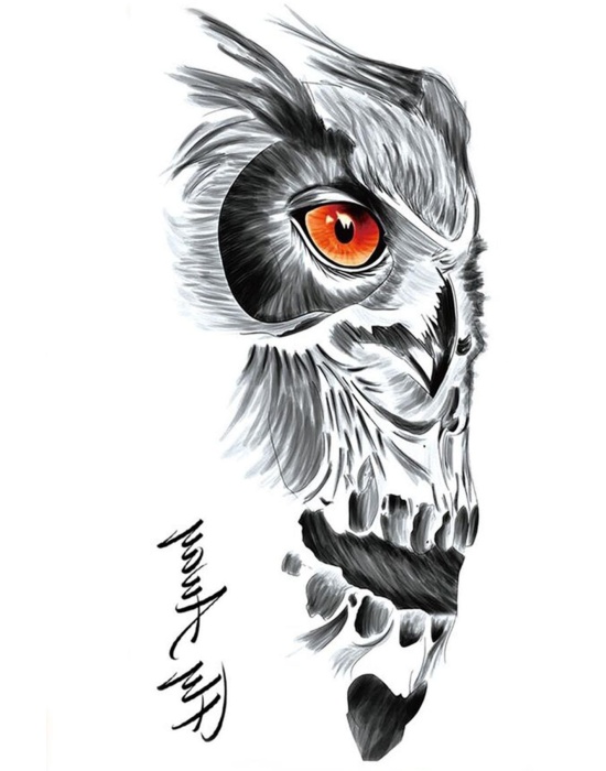 Geçici Kuru Kafa Figürlü Dövme Tattoo