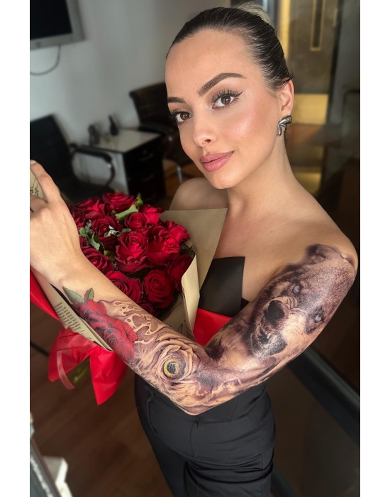 Geçici Kurt Ve Baykuş Figürlü Dövme Tattoo