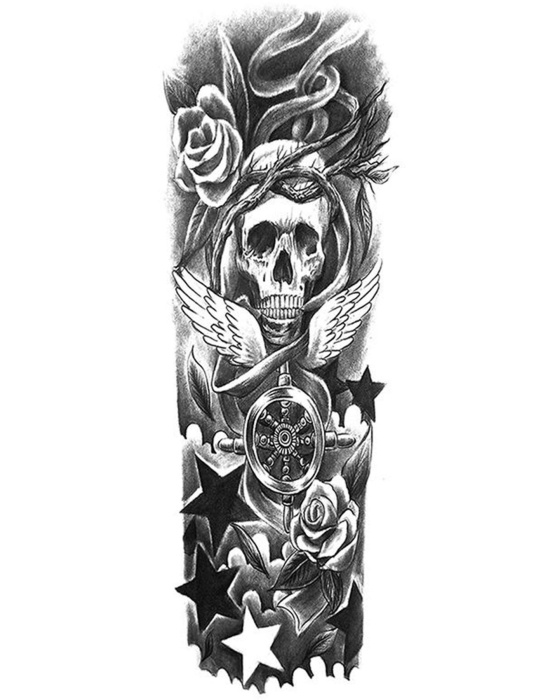 Geçici Kuru Kafa Figürlü Dövme Tattoo