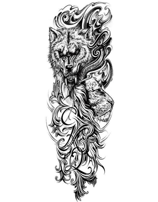 Geçici Kurt Figürlü Dövme Tattoo
