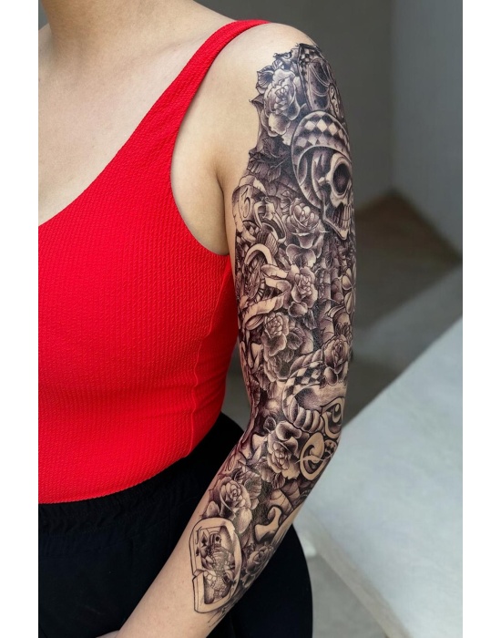 Geçici Kuru Kafa Figürlü Dövme Tattoo