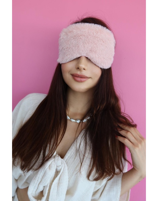 Pembe Renk Sim Detaylı Peluş Uyku Bandı