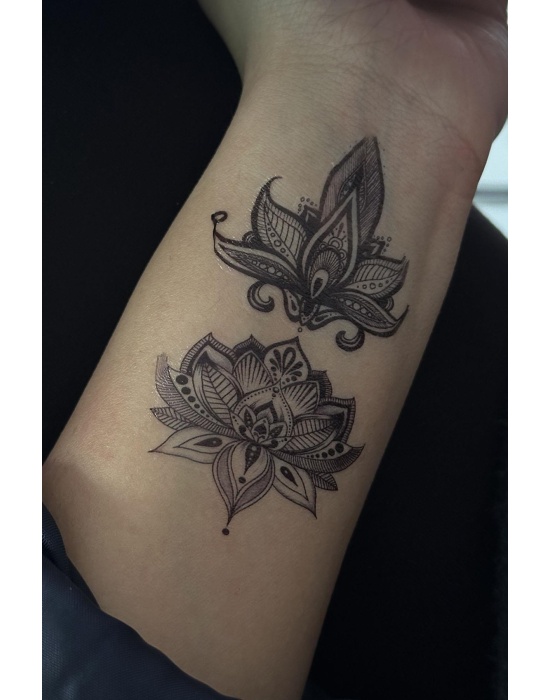 Geçici Lotus Figürlü Mini Dövme Tattoo