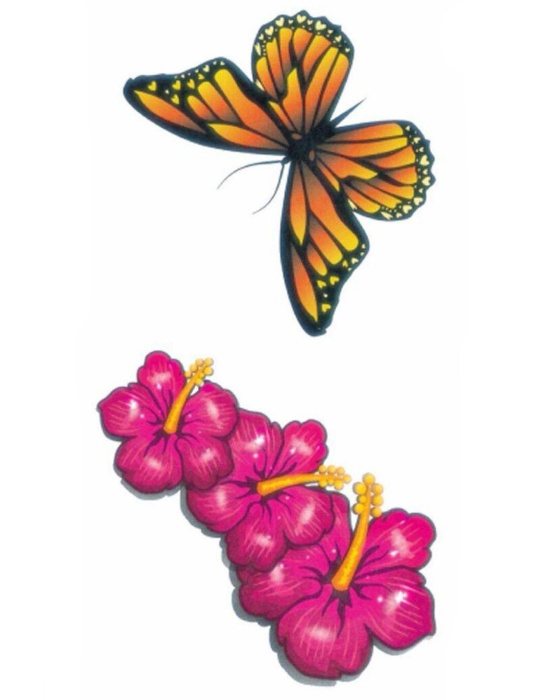 Geçici Kelebek Ve Çiçek Figürlü Mini Dövme Tattoo