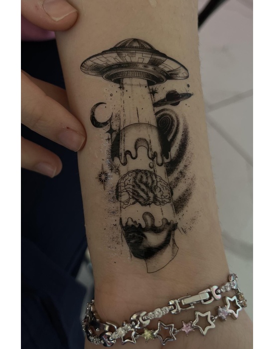 Geçici Uzay Mekiği Figürlü Mini Dövme Tattoo