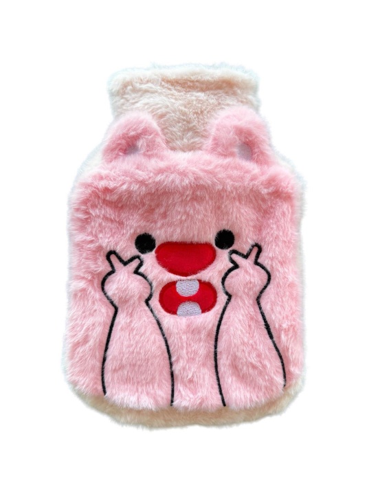 Pembe Renk Ayıcık Figürlü Peluş Sıcak Su Torbası