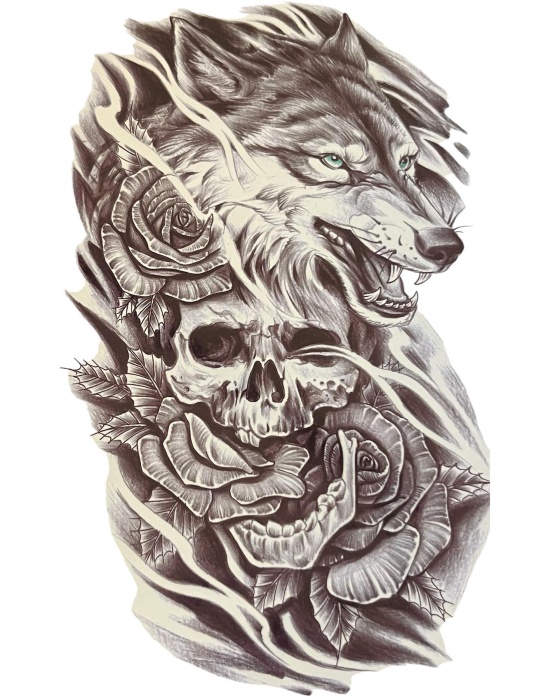 Geçici Kurt Figürlü Dövme Tattoo