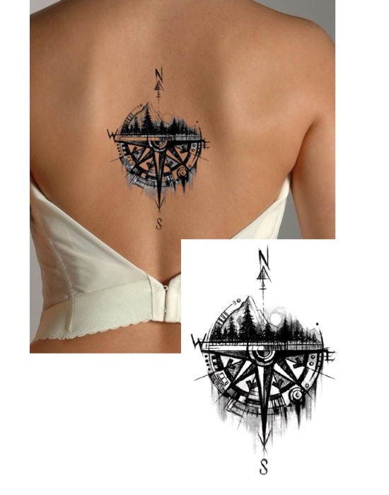 Geçici Pusula Figürlü Dövme Tattoo