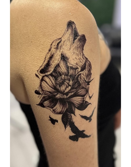 Geçici Kurt Figürlü Dövme Tattoo