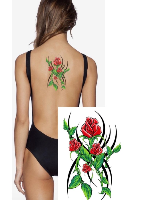 Geçici Gül Figürlü Dövme Tattoo