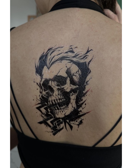 Geçici Kuru Kafa Figürlü Dövme Tattoo