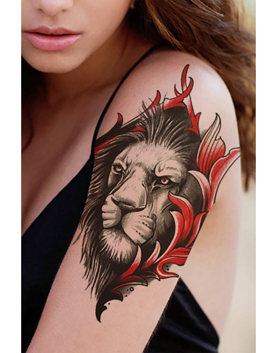 Geçici Aslan Figürlü Dövme Tattoo