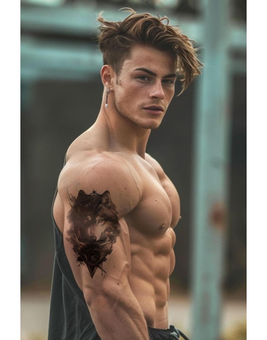 Geçici Kurt Figürlü Dövme Tattoo