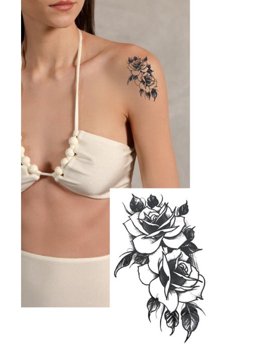 Geçici Gül Figürlü Mini Dövme Tattoo